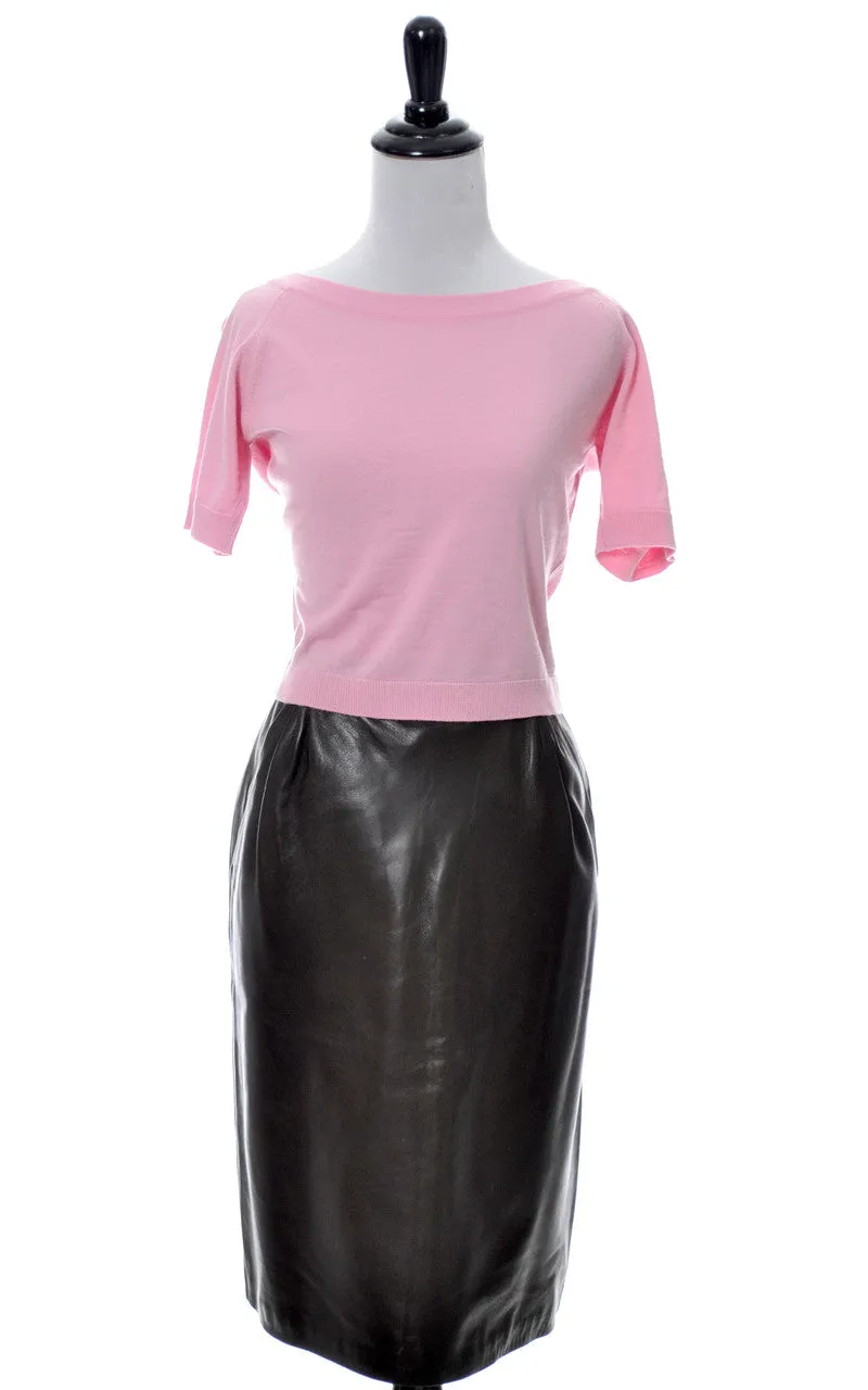 1950s Mirsa Vintage Pink Wool Short Sleeve Sweater
