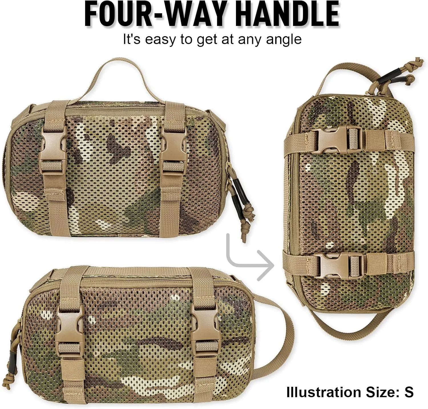 4 Set Tactical Packing Cubes Compressible Mesh Duffle Storage Bag,Portable Edc Molle Pouch Organizer.