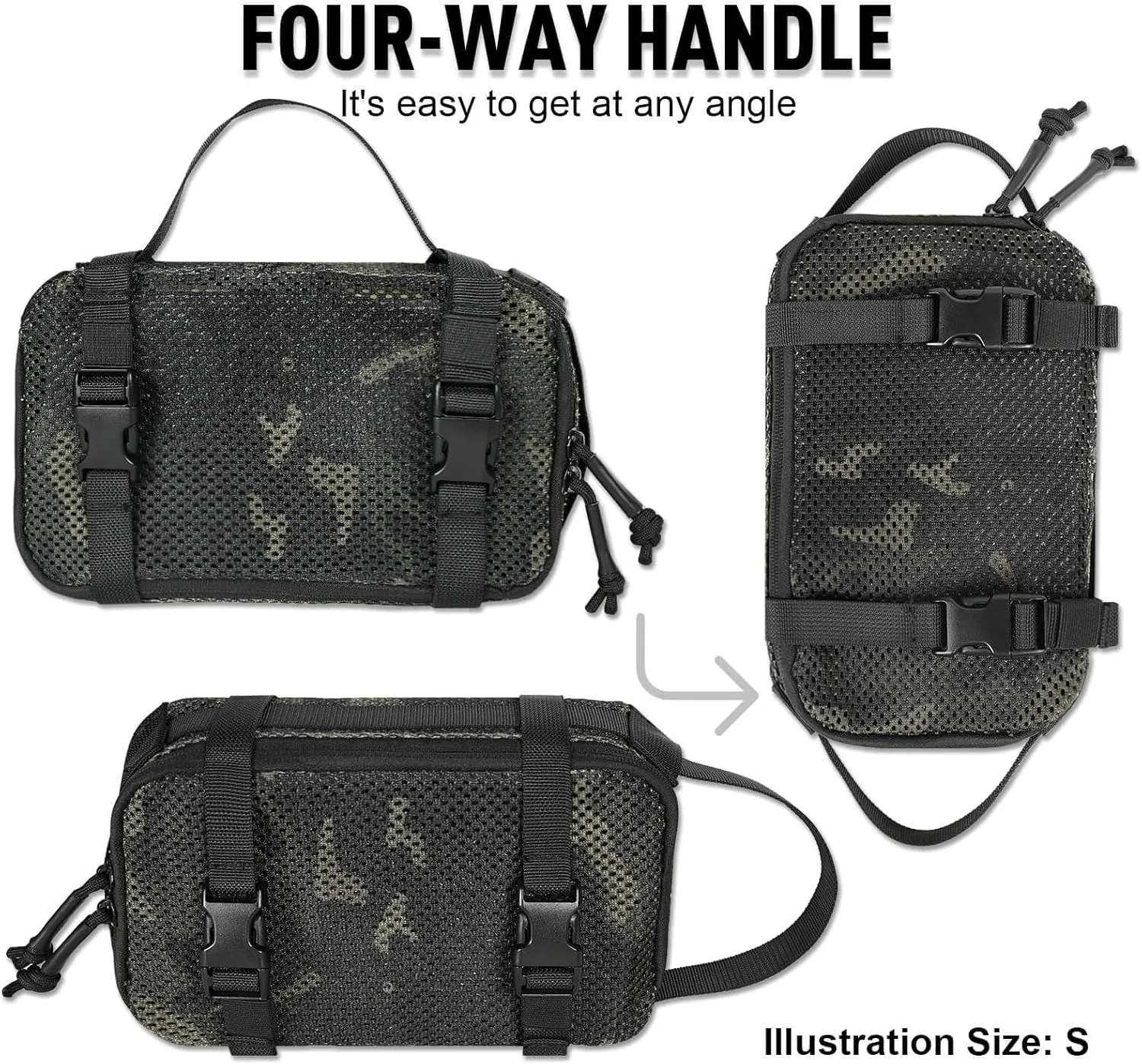 4 Set Tactical Packing Cubes Compressible Mesh Duffle Storage Bag,Portable Edc Molle Pouch Organizer.