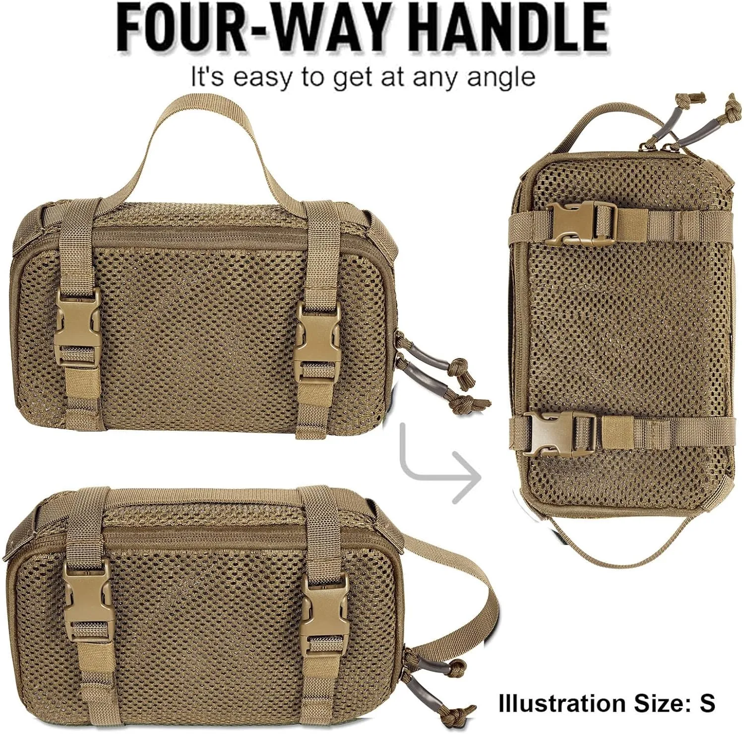 4 Set Tactical Packing Cubes Compressible Mesh Duffle Storage Bag,Portable Edc Molle Pouch Organizer.