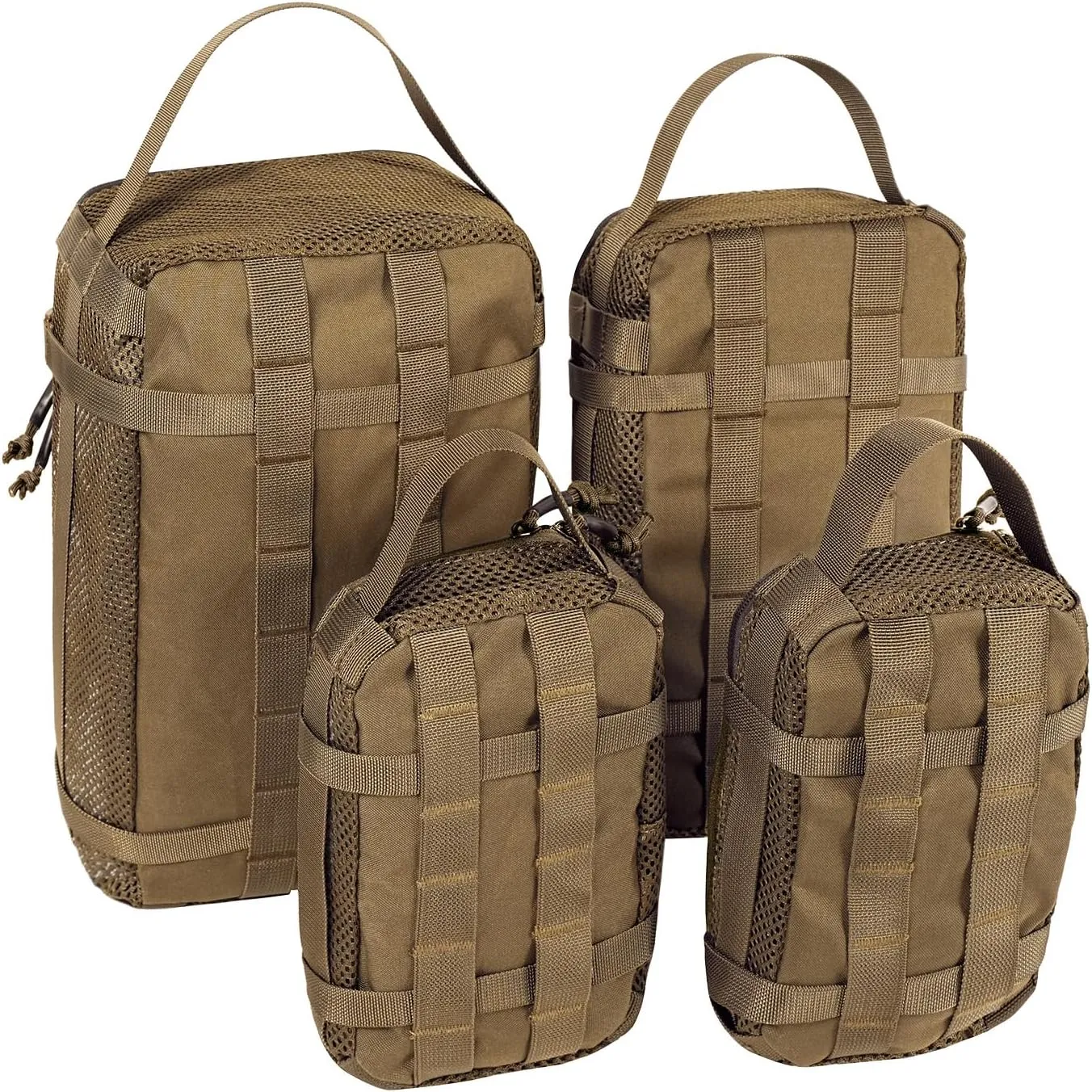4 Set Tactical Packing Cubes Compressible Mesh Duffle Storage Bag,Portable Edc Molle Pouch Organizer.