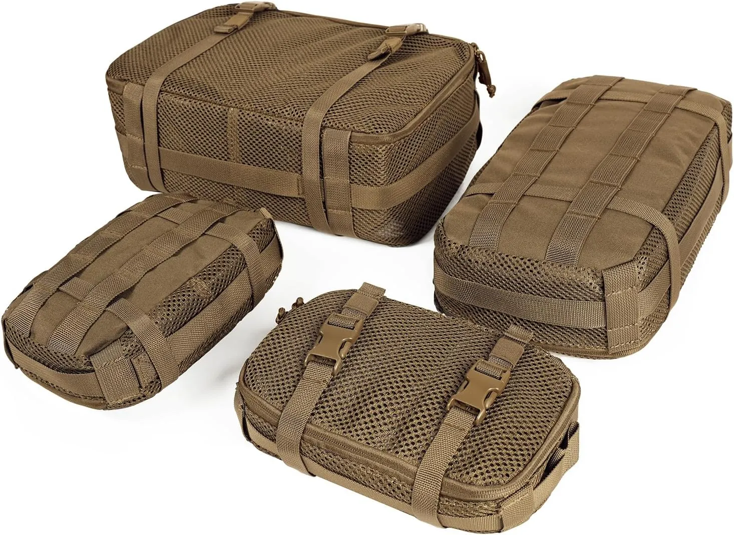4 Set Tactical Packing Cubes Compressible Mesh Duffle Storage Bag,Portable Edc Molle Pouch Organizer.