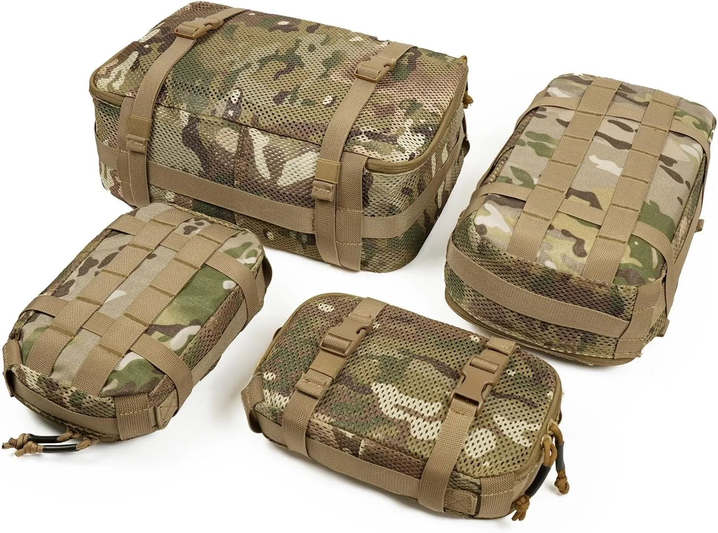 4 Set Tactical Packing Cubes Compressible Mesh Duffle Storage Bag,Portable Edc Molle Pouch Organizer.