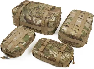 4 Set Tactical Packing Cubes Compressible Mesh Duffle Storage Bag,Portable Edc Molle Pouch Organizer.