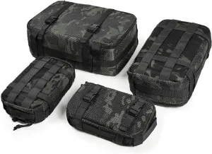 4 Set Tactical Packing Cubes Compressible Mesh Duffle Storage Bag,Portable Edc Molle Pouch Organizer.