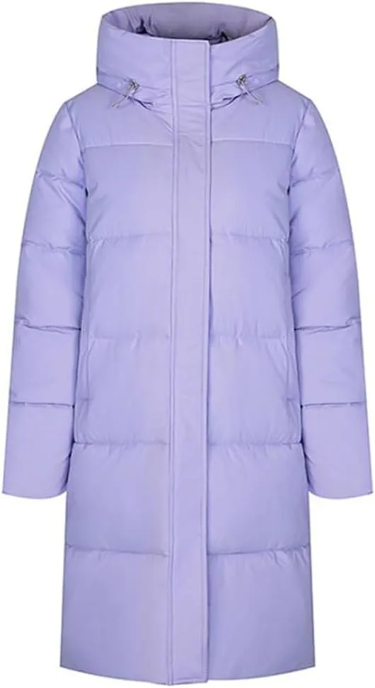 Adhdyuud Women Winter Long Hooded Parkas Puffer Jacket Cotton Padded Parka Coat Jacket Warm Outwear