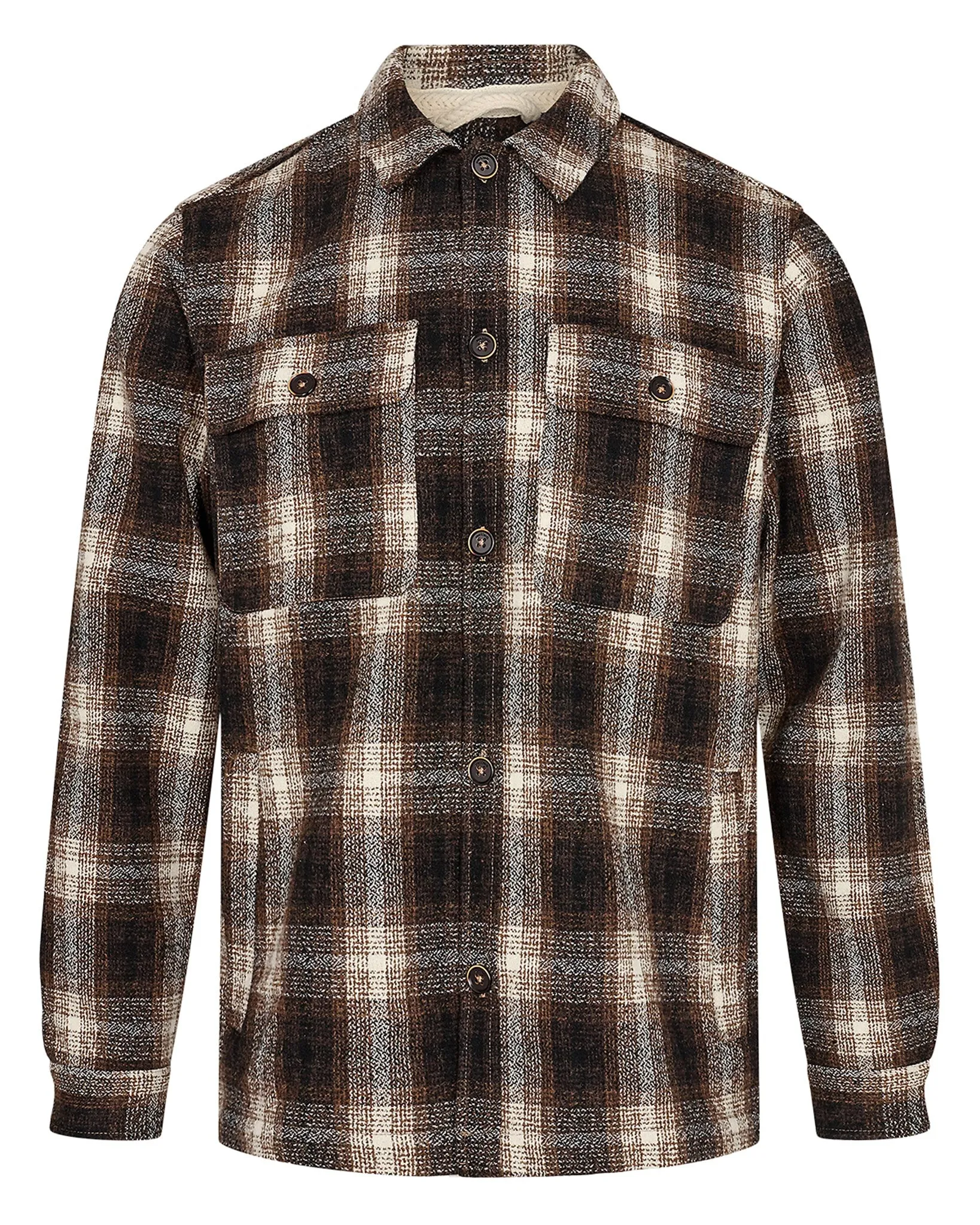 AKLION HEAVY CHECK OVERSHIRT - Chocolate Brown