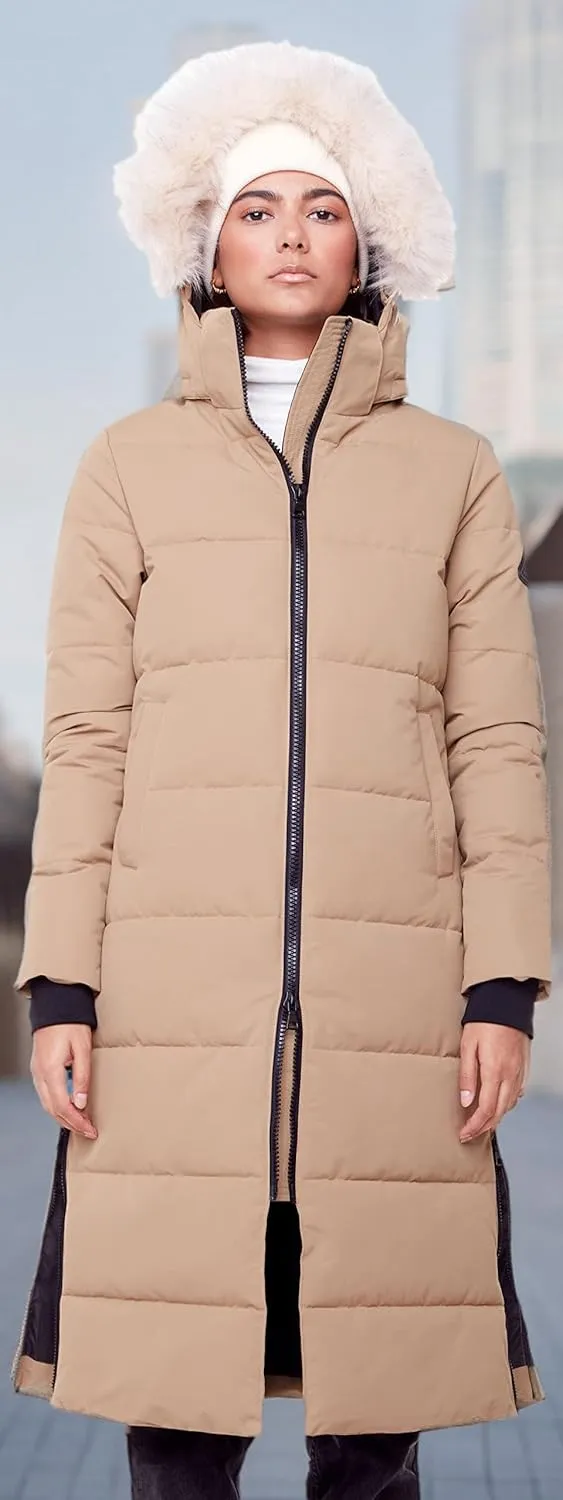 ALPINE NORTH Kluane Womens Vegan Down Recycled Ultra Long Winter Parka with Hood