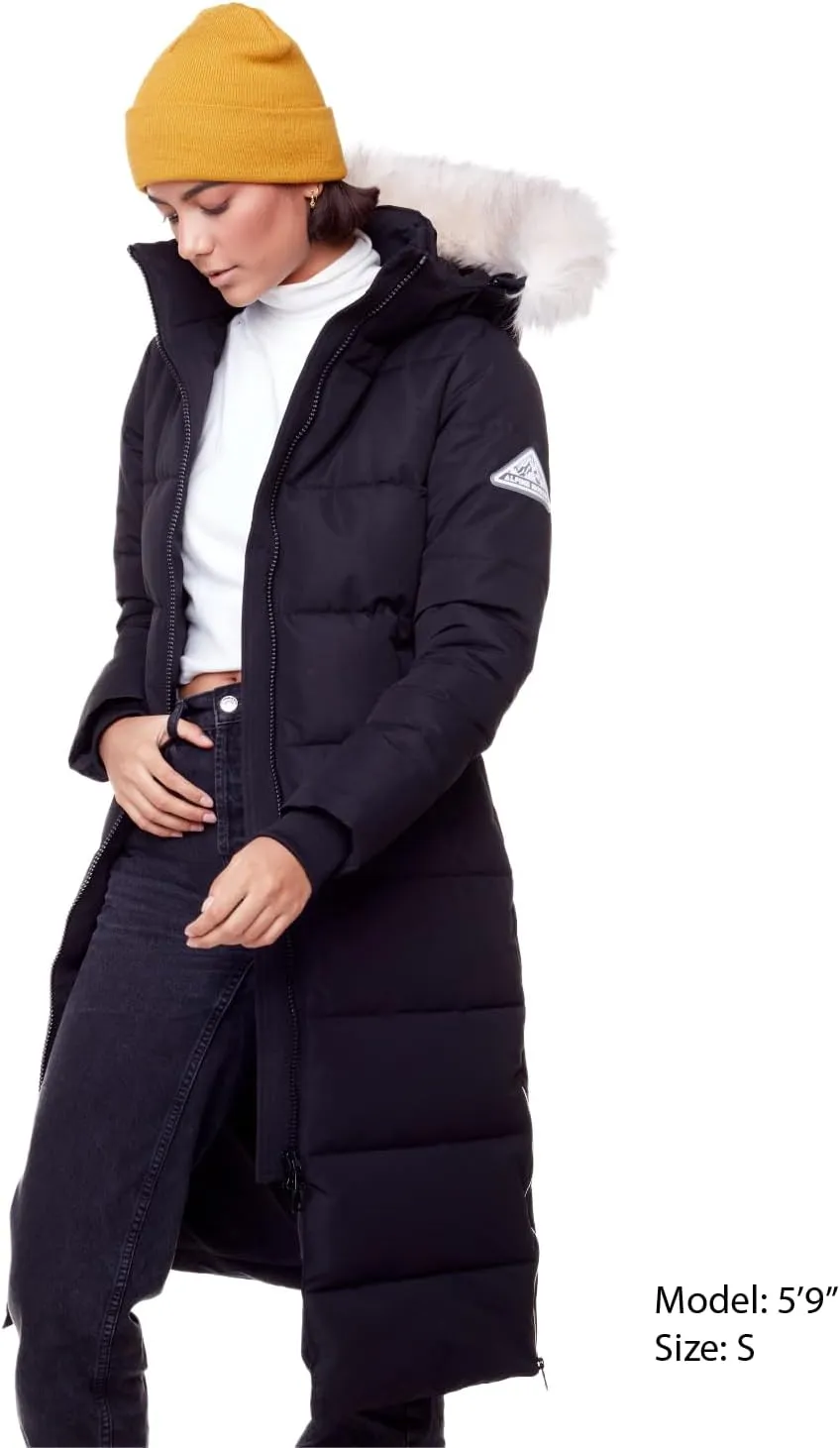 ALPINE NORTH Kluane Womens Vegan Down Recycled Ultra Long Winter Parka with Hood
