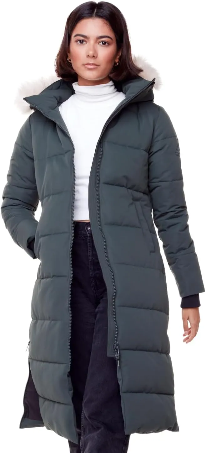 ALPINE NORTH Kluane Womens Vegan Down Recycled Ultra Long Winter Parka with Hood