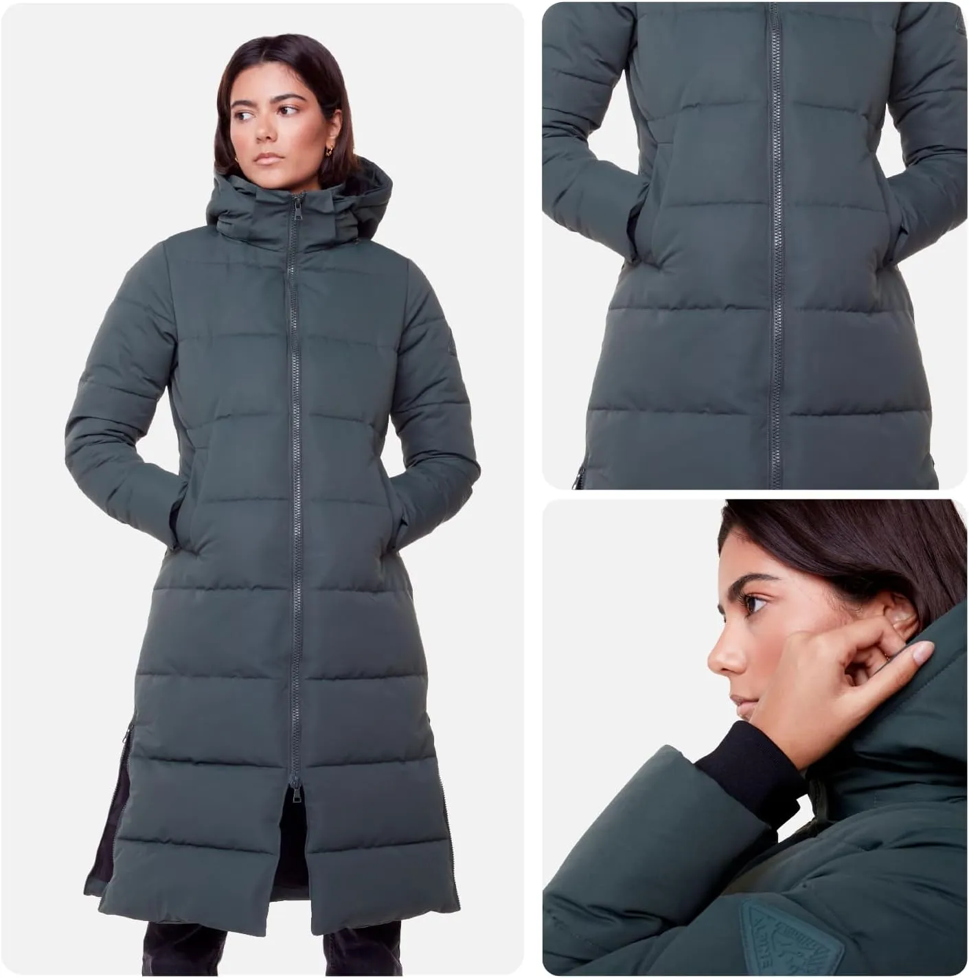 ALPINE NORTH Kluane Womens Vegan Down Recycled Ultra Long Winter Parka with Hood