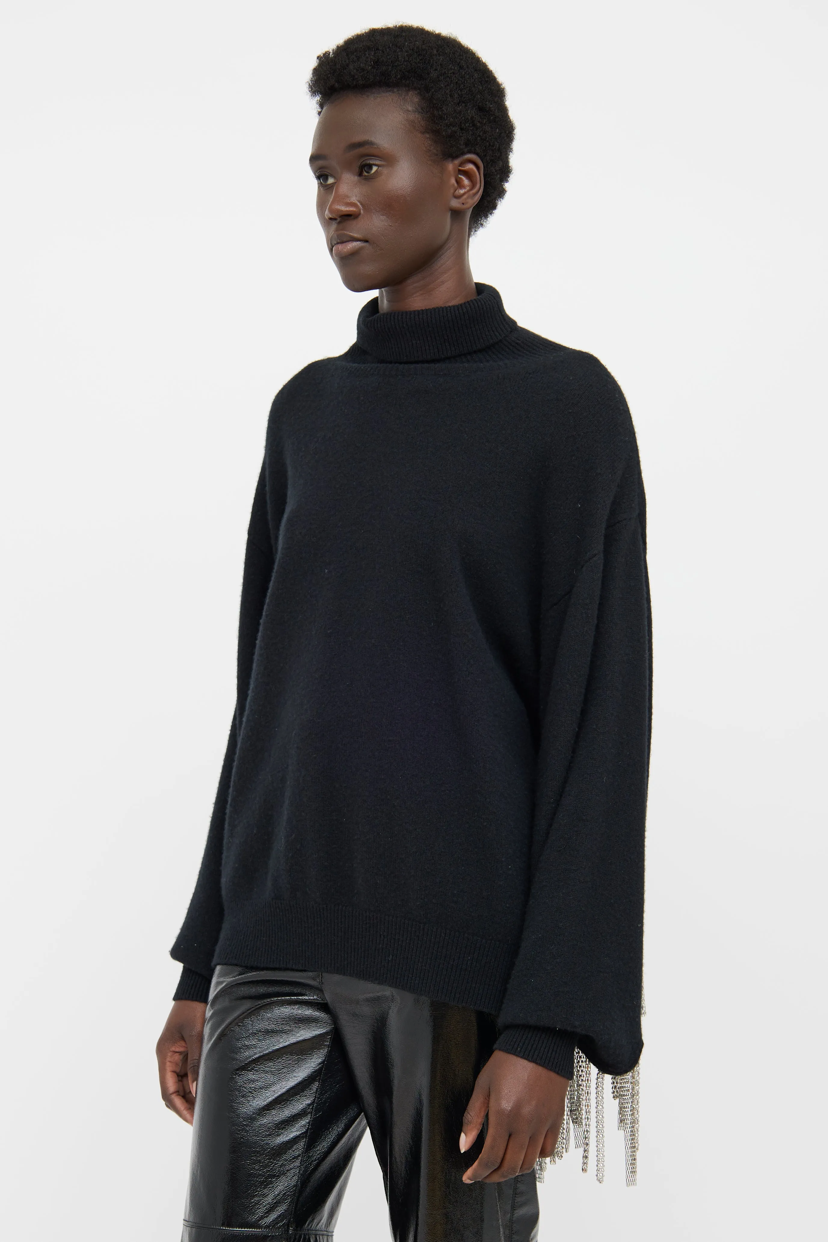 Black Chain Fringe Knitted Sweater