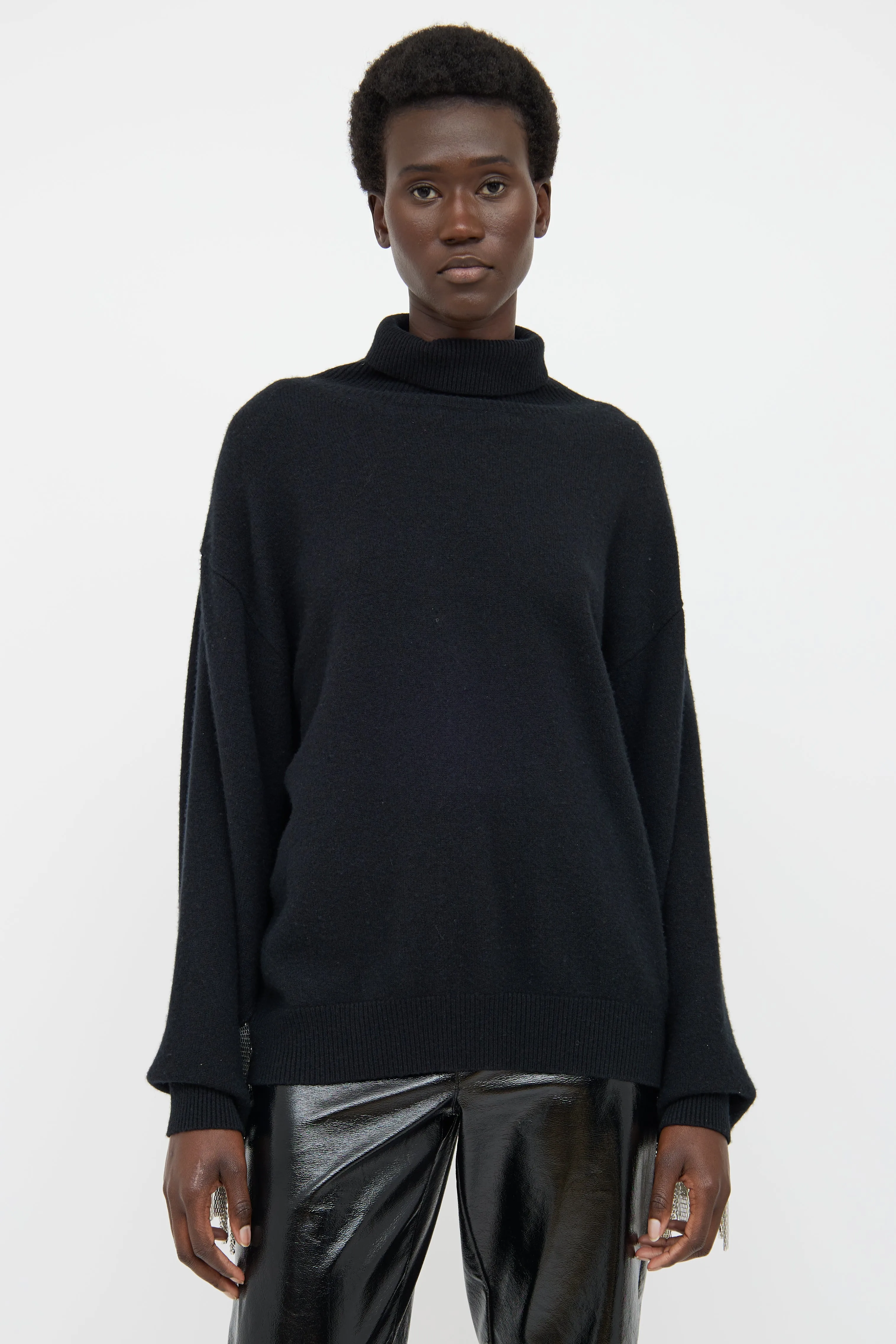 Black Chain Fringe Knitted Sweater