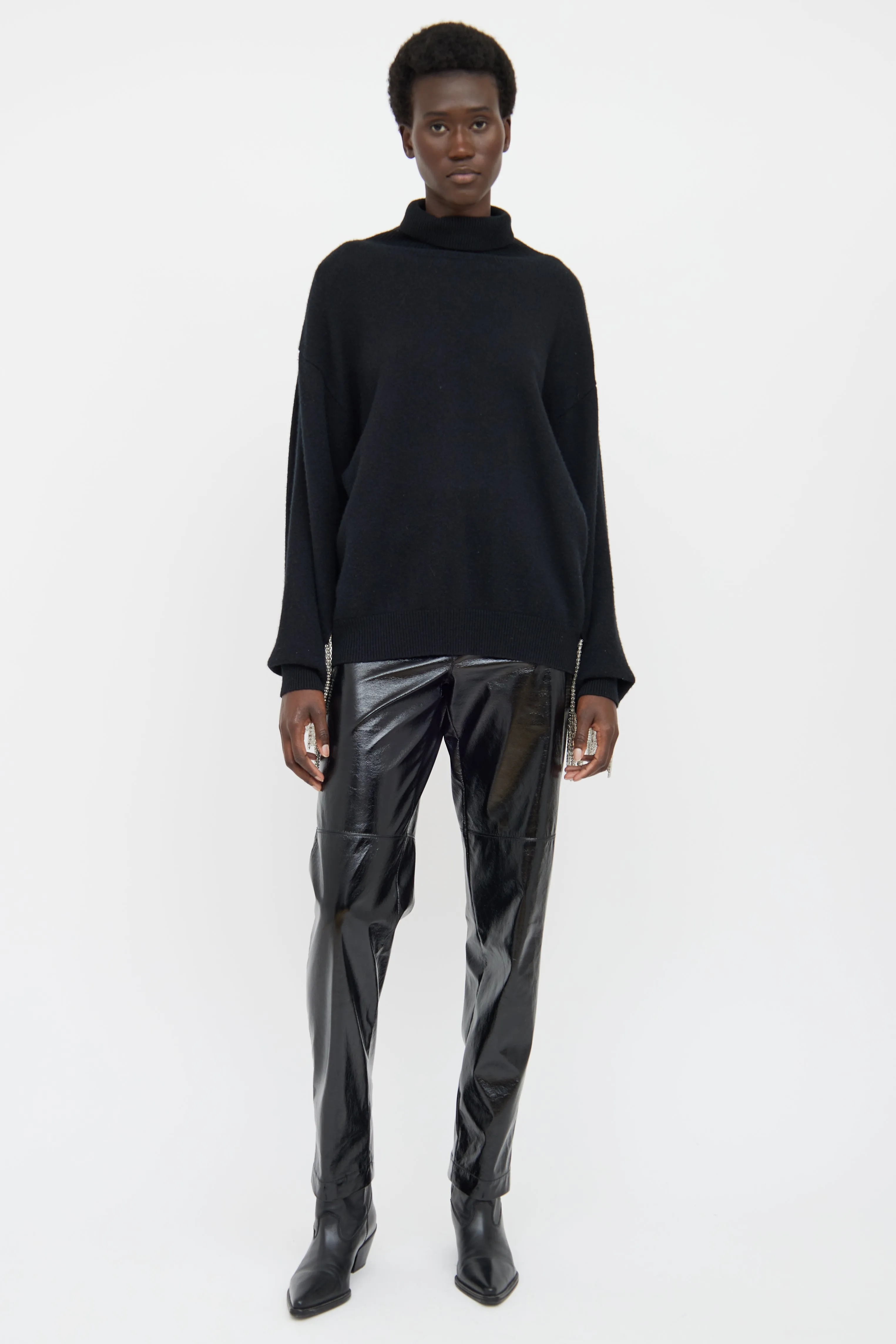 Black Chain Fringe Knitted Sweater