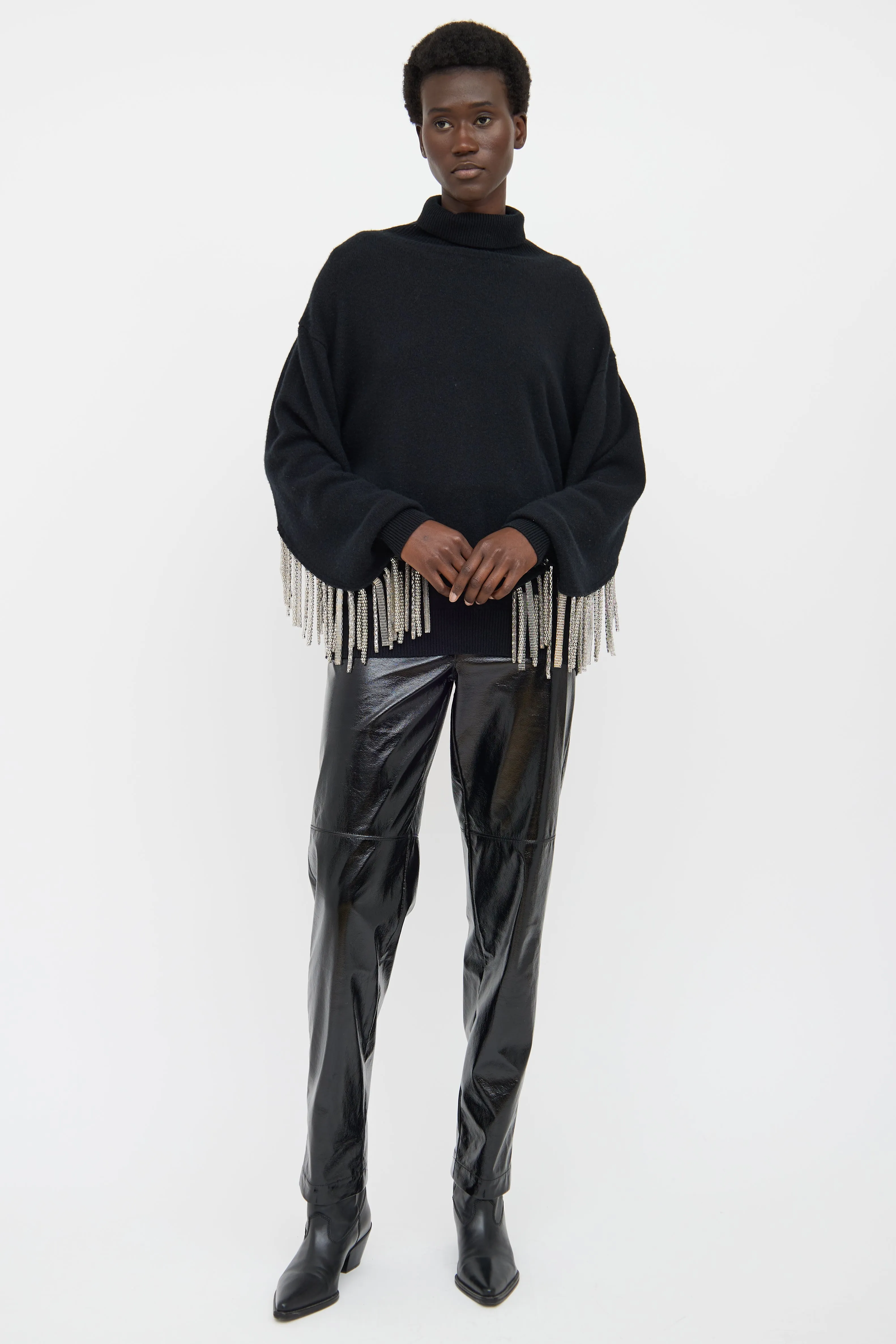 Black Chain Fringe Knitted Sweater