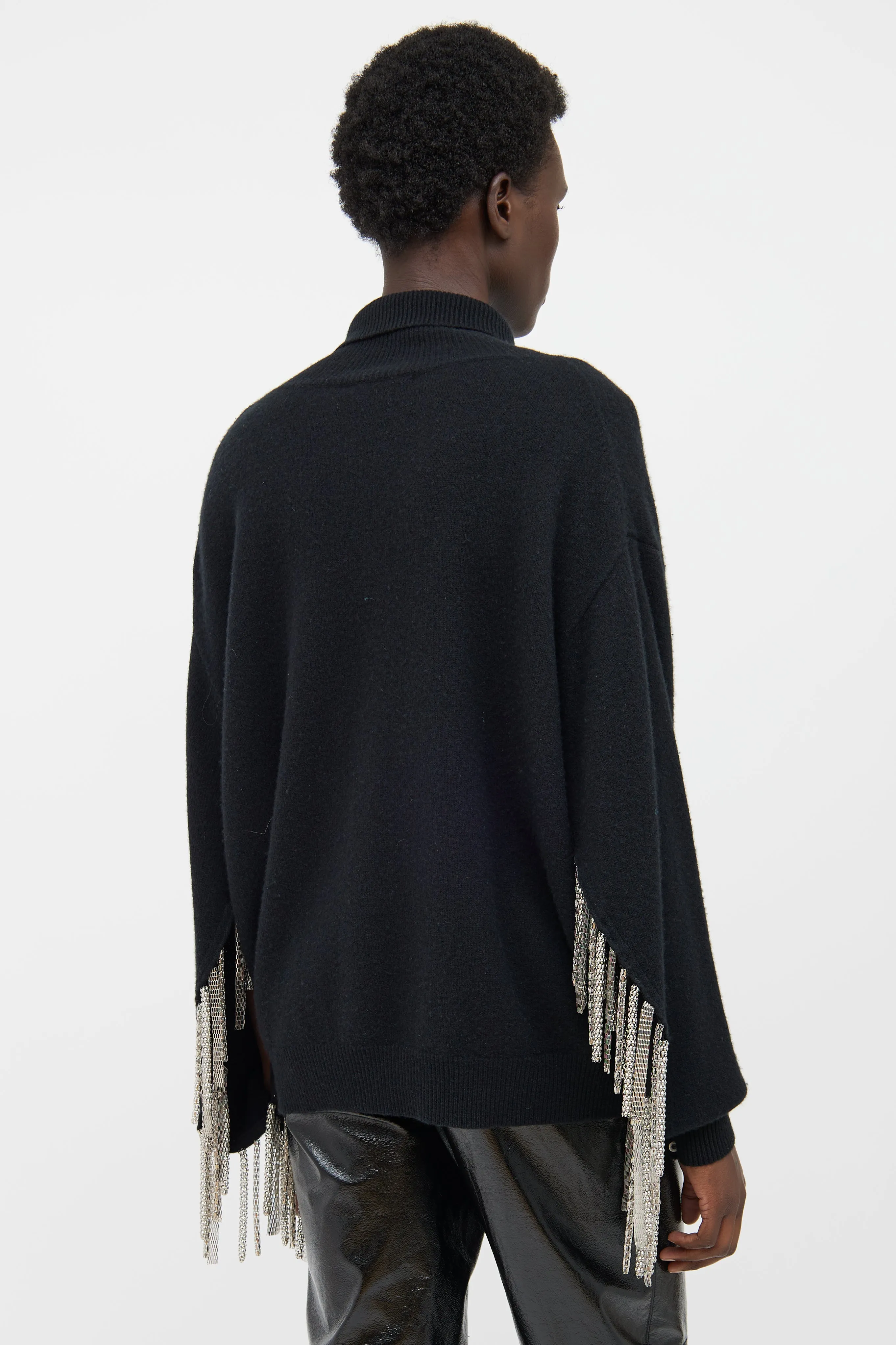 Black Chain Fringe Knitted Sweater