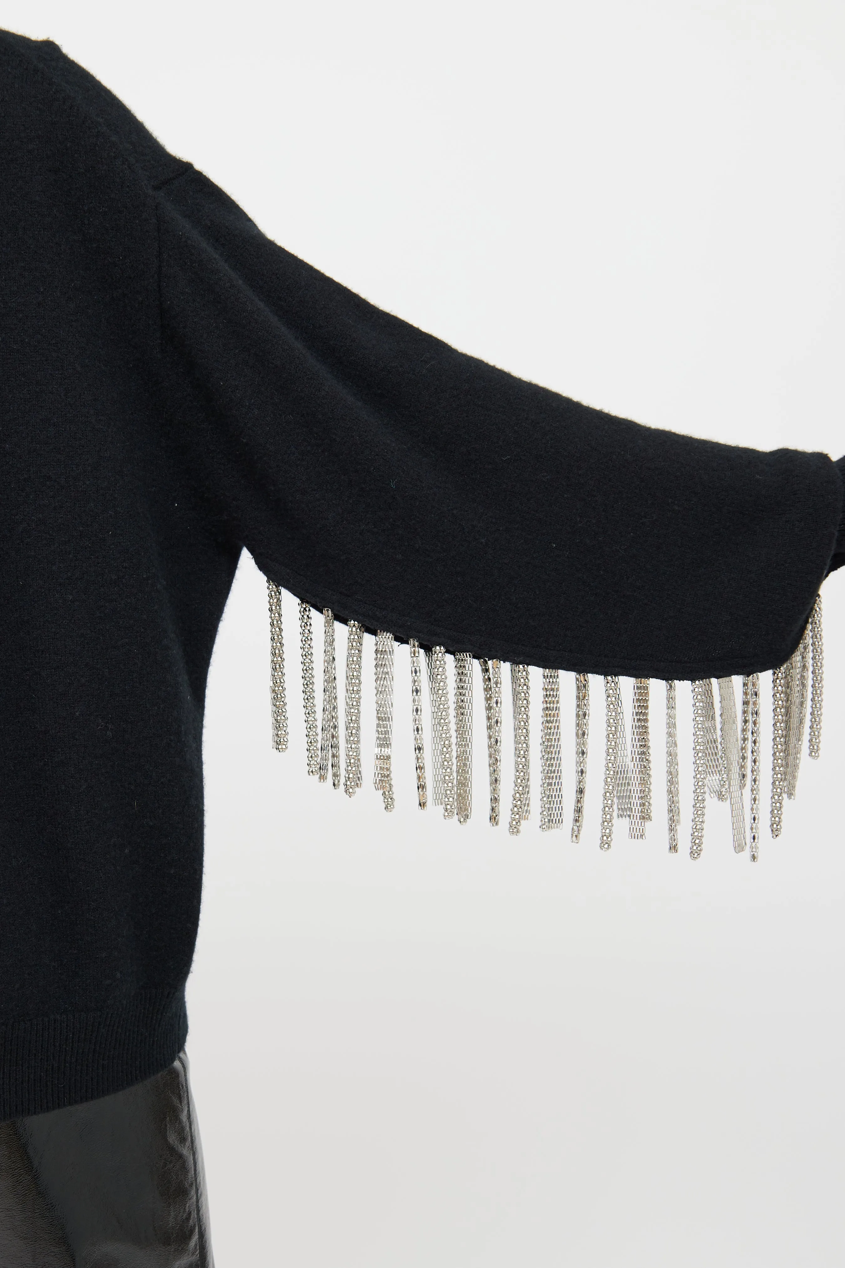 Black Chain Fringe Knitted Sweater