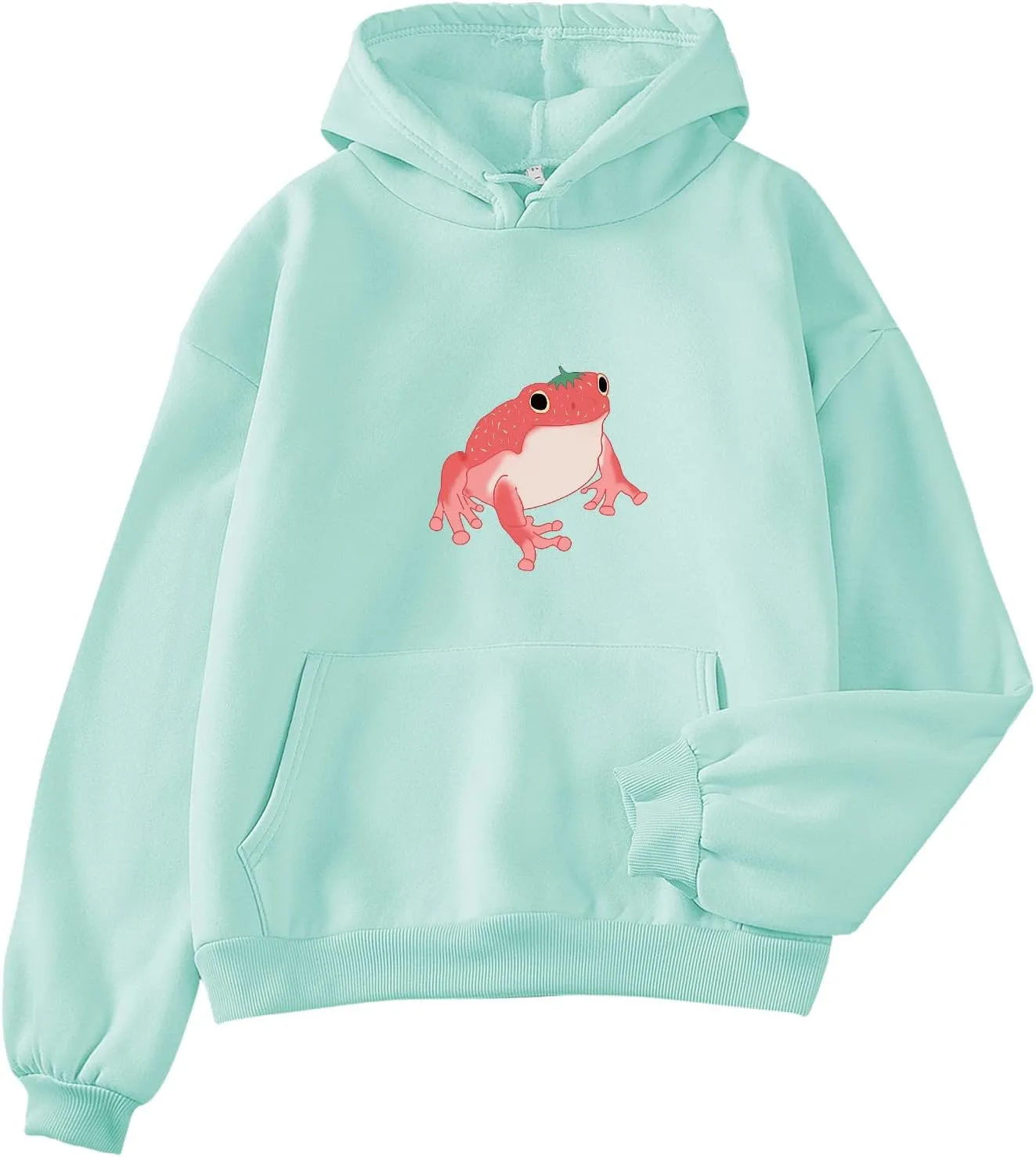 Bobeutou Cute Mushroom Graphic Kawaii Sweatshirt for Teen Girls Oversized Aesthetic Warm Hoodie Tops with Pocket Pullover
