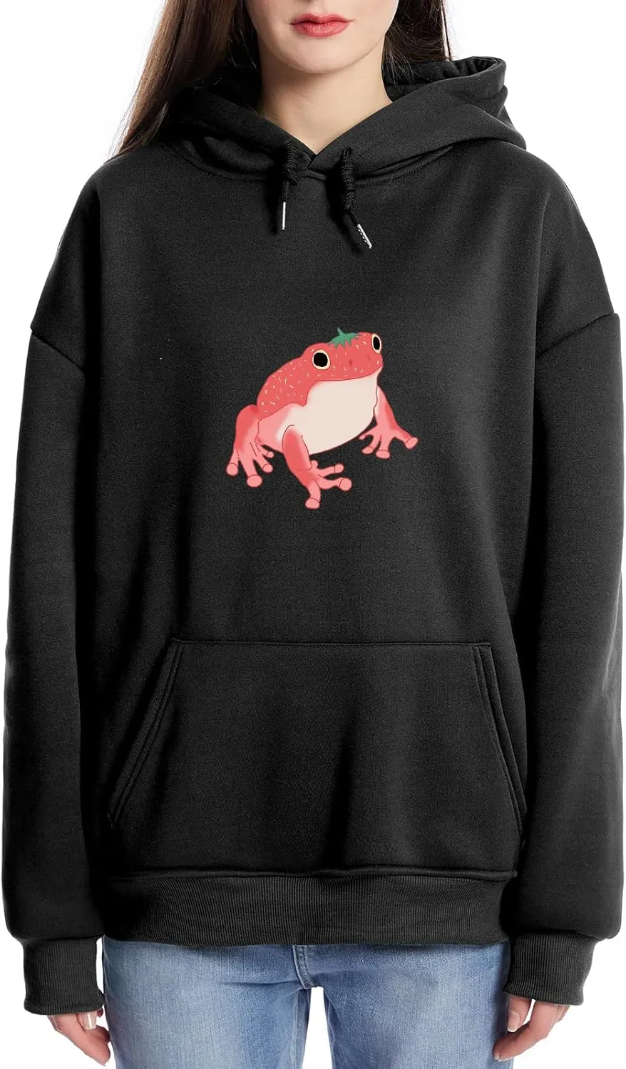 Bobeutou Cute Mushroom Graphic Kawaii Sweatshirt for Teen Girls Oversized Aesthetic Warm Hoodie Tops with Pocket Pullover