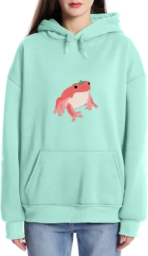 Bobeutou Cute Mushroom Graphic Kawaii Sweatshirt for Teen Girls Oversized Aesthetic Warm Hoodie Tops with Pocket Pullover