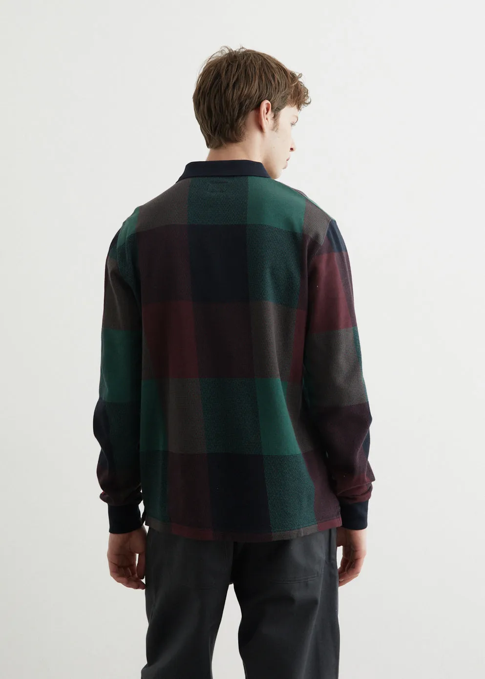 Buffalo Plaid Long Sleeve Polo
