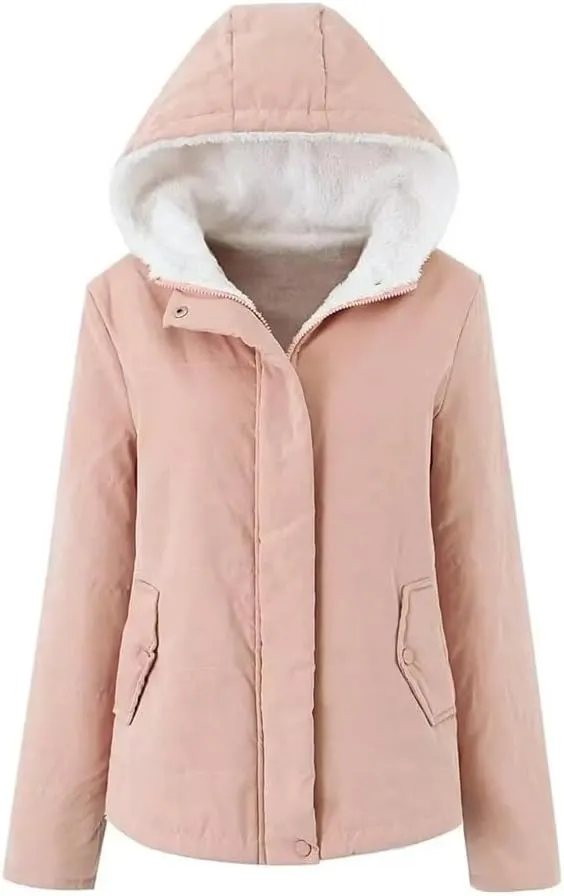 Casual Women Solid Hooded Cotton Jacket Thick Warm Padded Coat Loose Zipper Female Outwear(3X-Large)