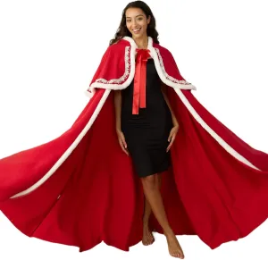Christmas Red Cape Cloak with Hood Women Mrs Claus Costume Adult Women Christmas Costumes for Women