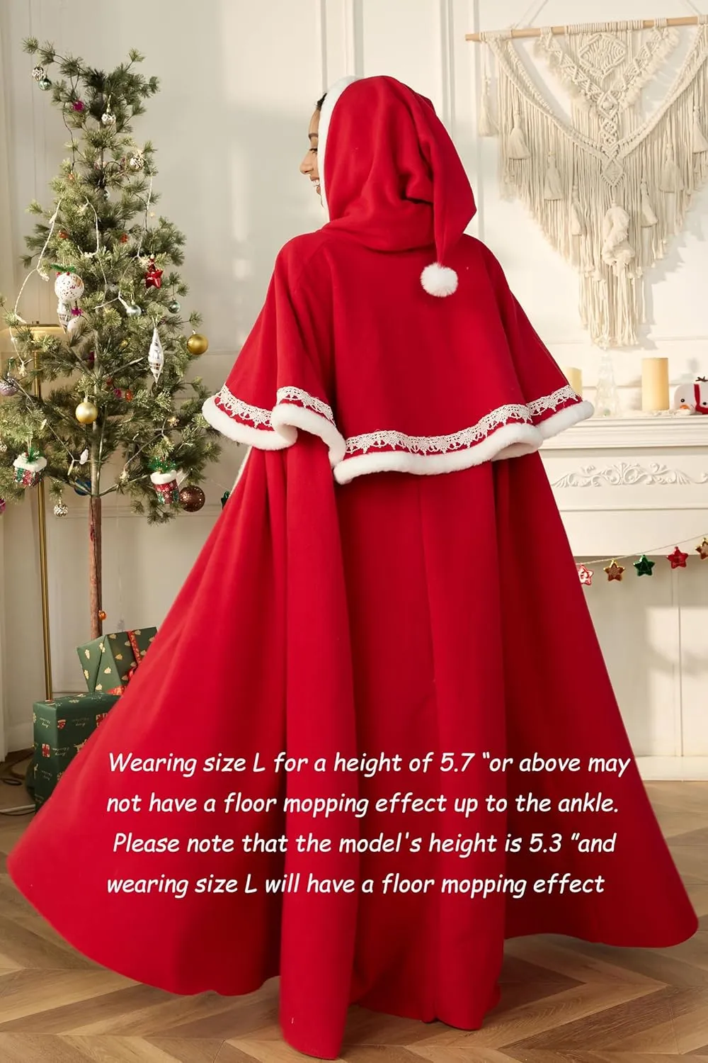 Christmas Red Cape Cloak with Hood Women Mrs Claus Costume Adult Women Christmas Costumes for Women