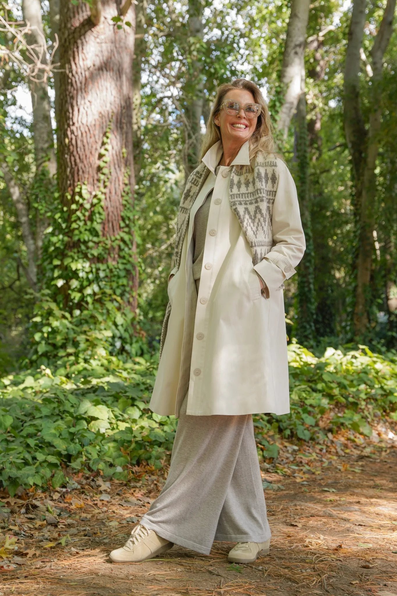 Cream A Line Swing Coat