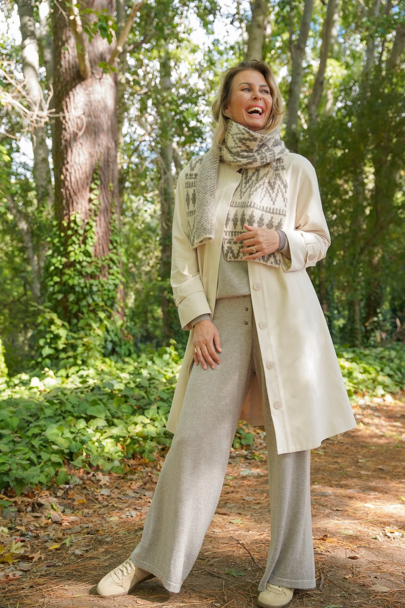 Cream A Line Swing Coat
