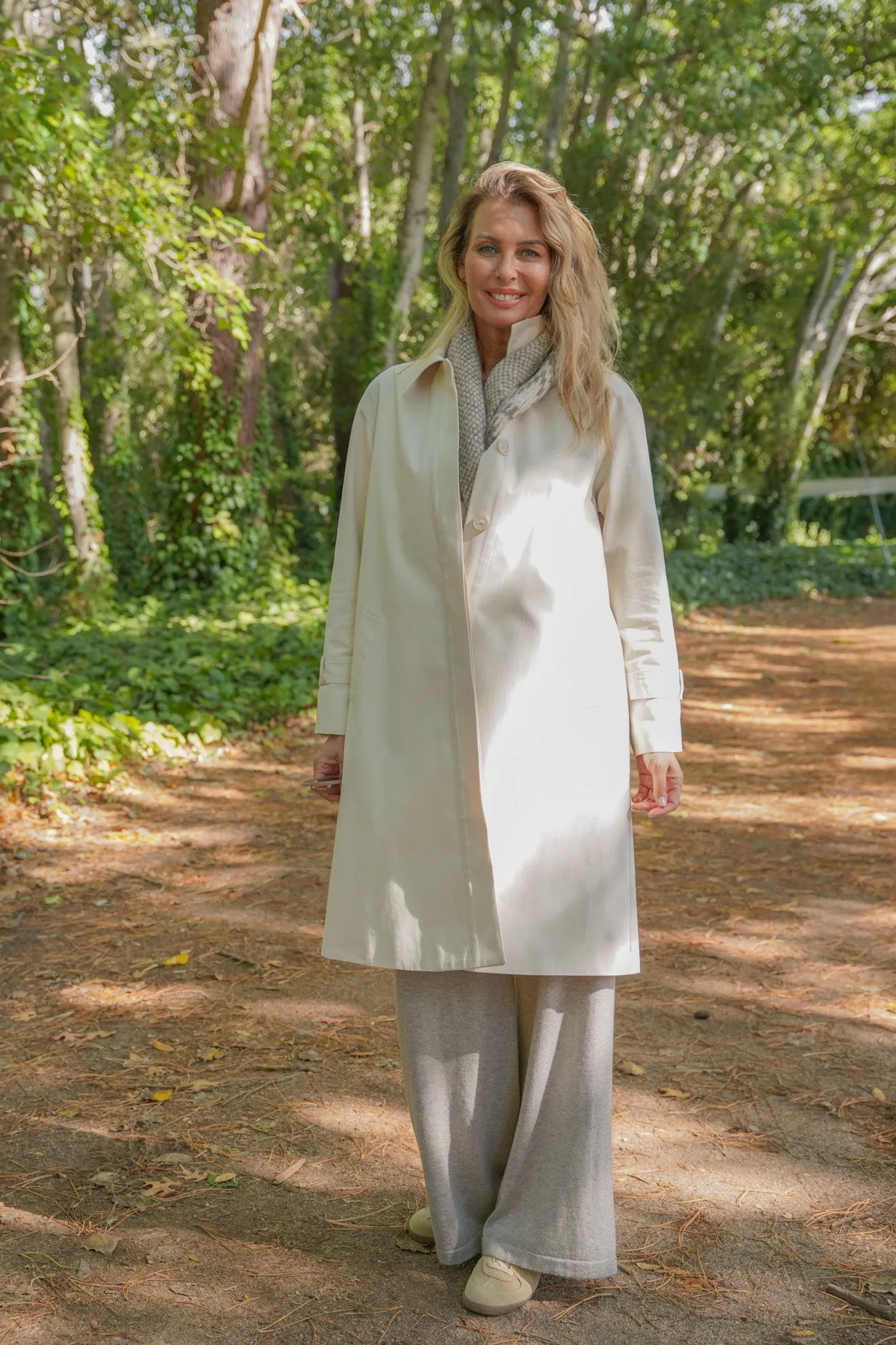 Cream A Line Swing Coat