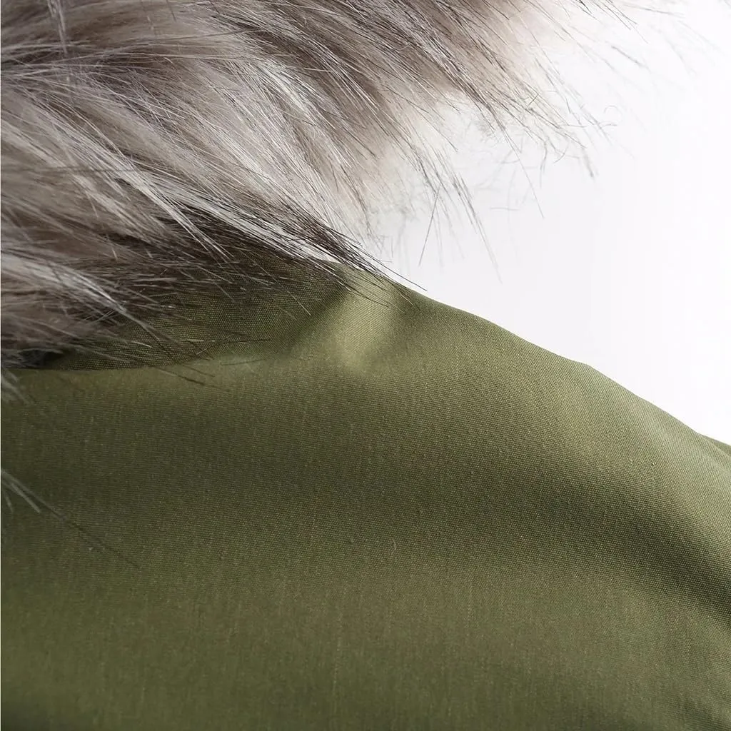 European Women Parkas Coat Hooded Cotton Padded Long Winter Jackets Warm Fleece Female Outerwear(EU S)