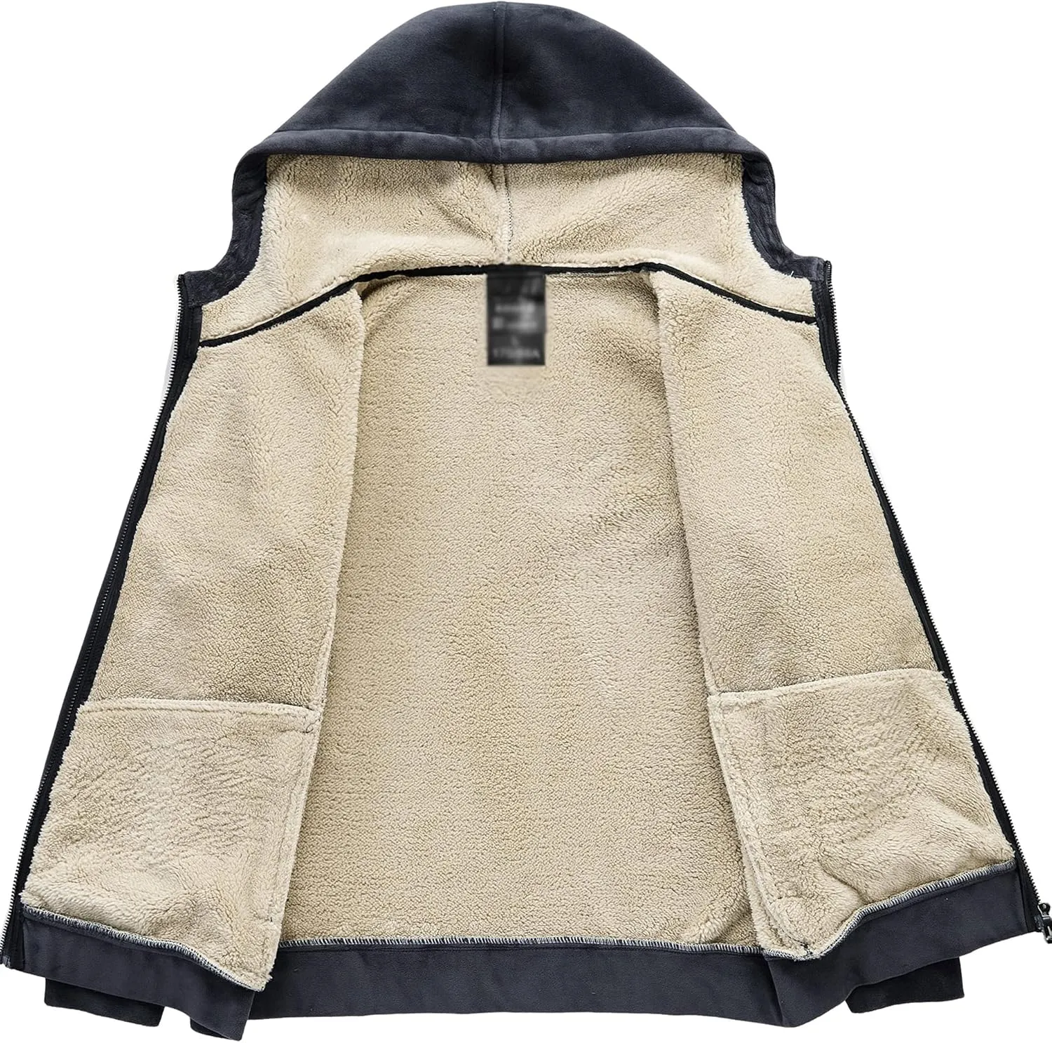 Flygo Fleece Hoodie for Men Warm Full Zip Sherpa Lined Sweatshirt Winter Jacket