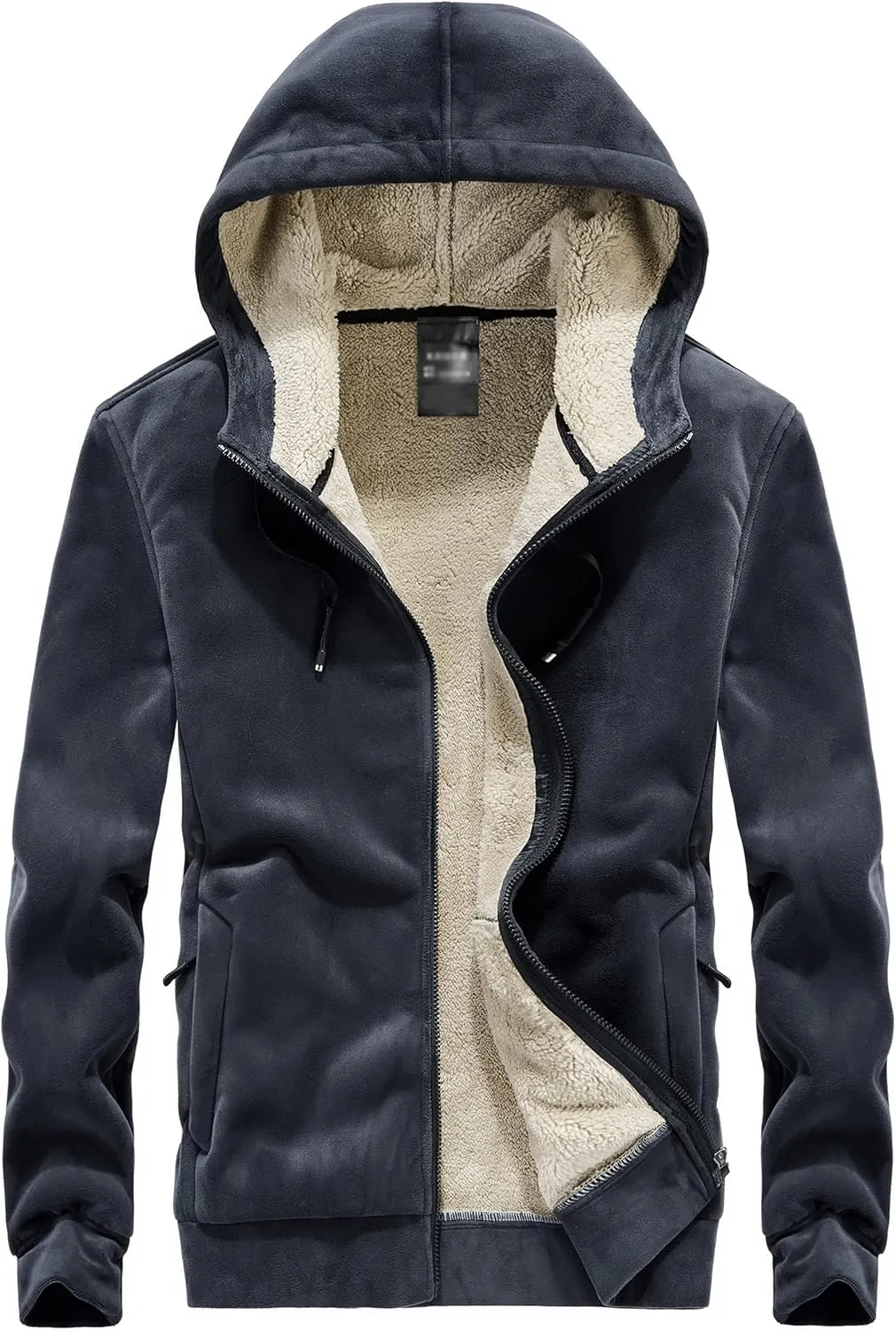 Flygo Fleece Hoodie for Men Warm Full Zip Sherpa Lined Sweatshirt Winter Jacket