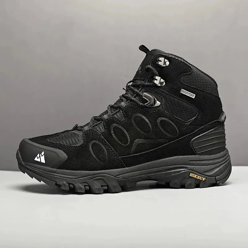 HIKEUP High-Top Men's Lace-Up Non-slip Hiking Boots: Conquer Any Terrain, Even Fishing Banks