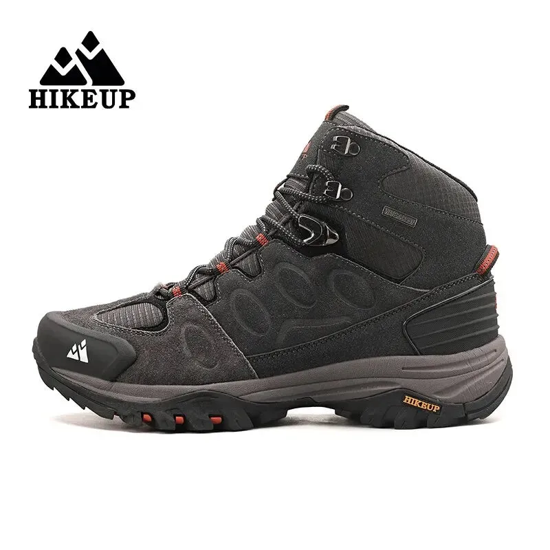 HIKEUP High-Top Men's Lace-Up Non-slip Hiking Boots: Conquer Any Terrain, Even Fishing Banks
