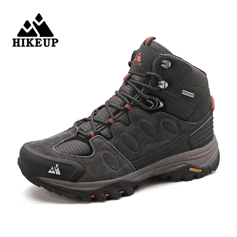 HIKEUP High-Top Men's Lace-Up Non-slip Hiking Boots: Conquer Any Terrain, Even Fishing Banks