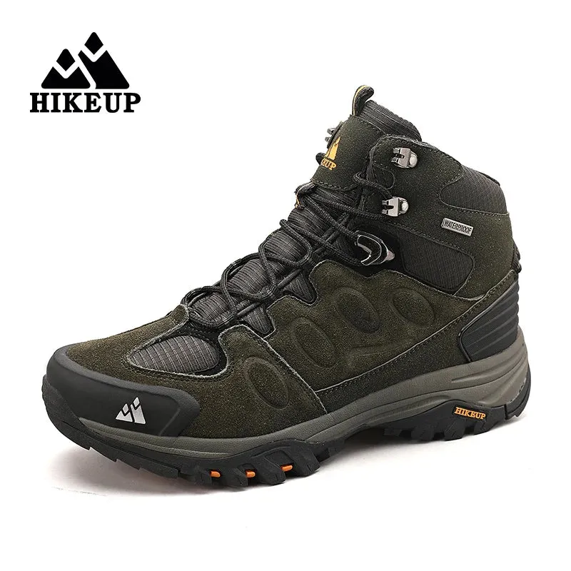 HIKEUP High-Top Men's Lace-Up Non-slip Hiking Boots: Conquer Any Terrain, Even Fishing Banks