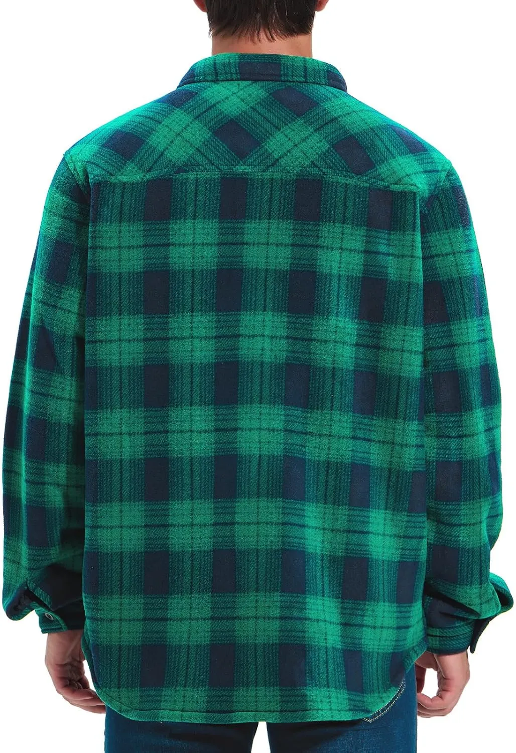 HODOSPORTS Plaid Heavyweight Mens Flannel Jacket Sherpa Lined Thick Fleece Flannel Shirts Long Sleeve Bottom Down
