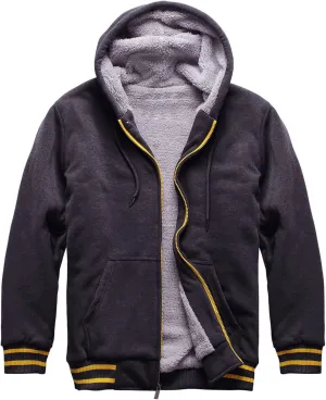 Hoodies for Men Casual Zip Up Heavyweight Fleece Hooded Sweatshirts Winter Sherpa Lined Warm Pullover Jackets