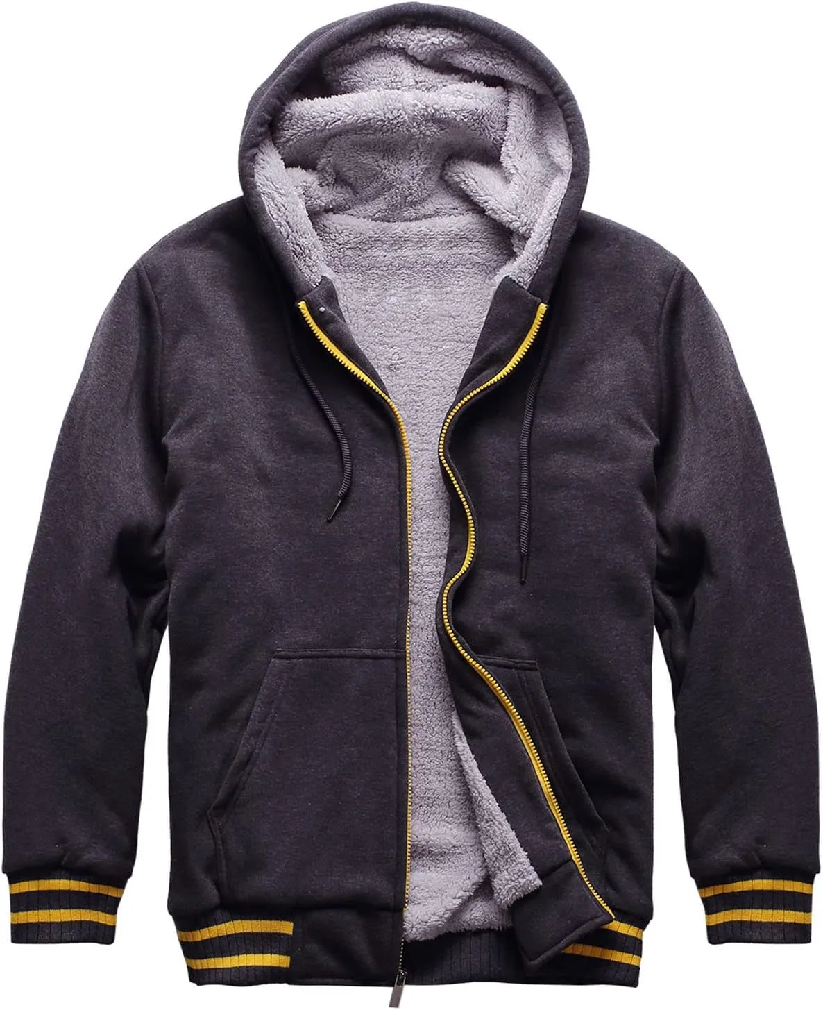 Hoodies for Men Casual Zip Up Heavyweight Fleece Hooded Sweatshirts Winter Sherpa Lined Warm Pullover Jackets