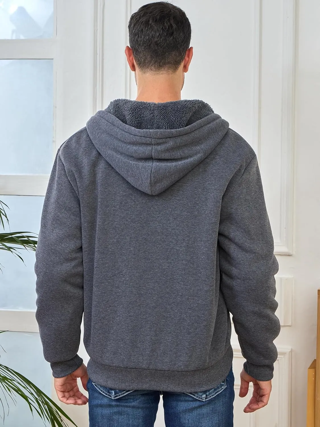Hoodies for Men Full Zip Up Fleece Warm Thick Jackets Heavyweight Sherpa Lined Coat