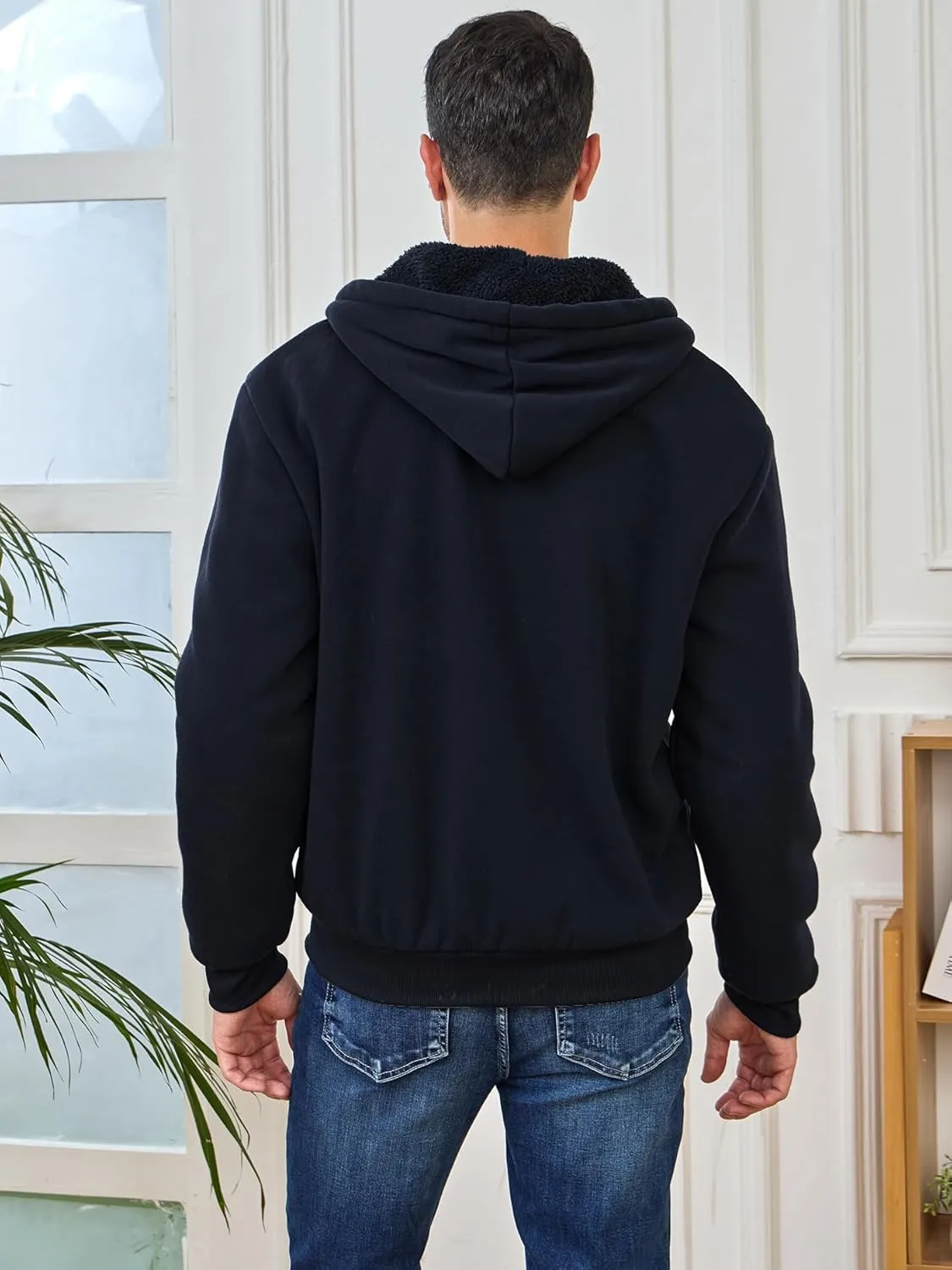 Hoodies for Men Full Zip Up Fleece Warm Thick Jackets Heavyweight Sherpa Lined Coat