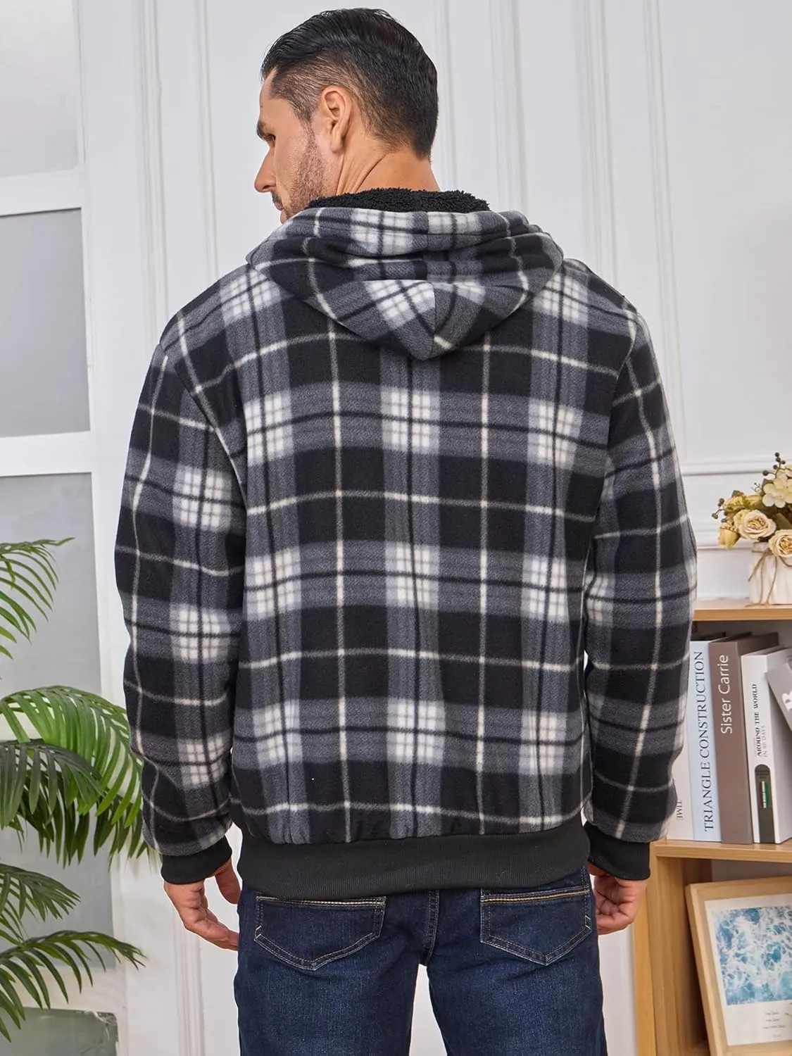 Hoodies for Men Full Zip Up Fleece Warm Thick Jackets Heavyweight Sherpa Lined Coat