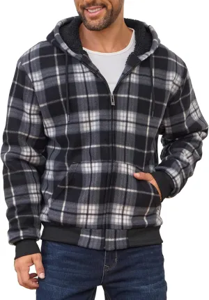 Hoodies for Men Full Zip Up Fleece Warm Thick Jackets Heavyweight Sherpa Lined Coat