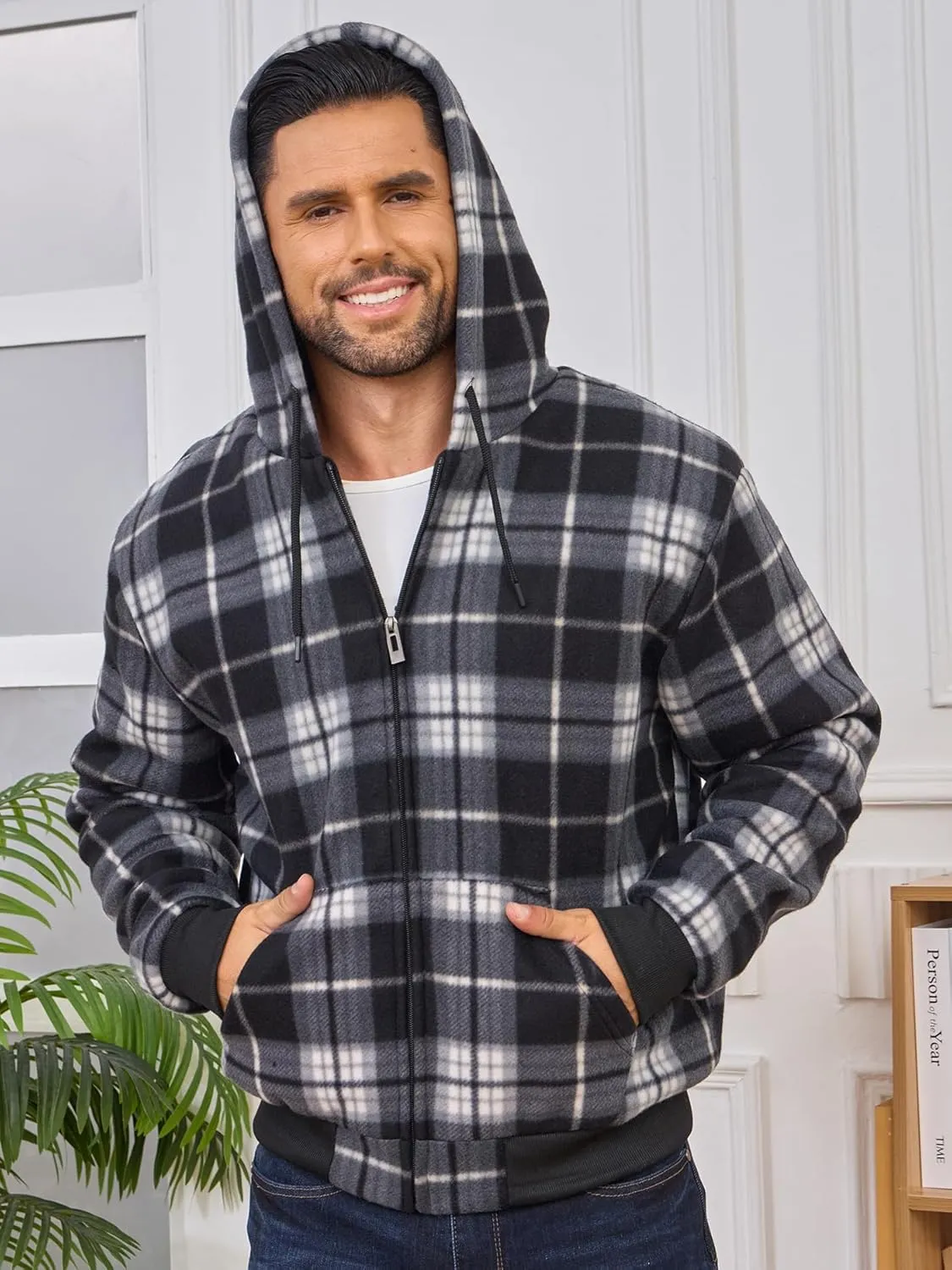 Hoodies for Men Full Zip Up Fleece Warm Thick Jackets Heavyweight Sherpa Lined Coat