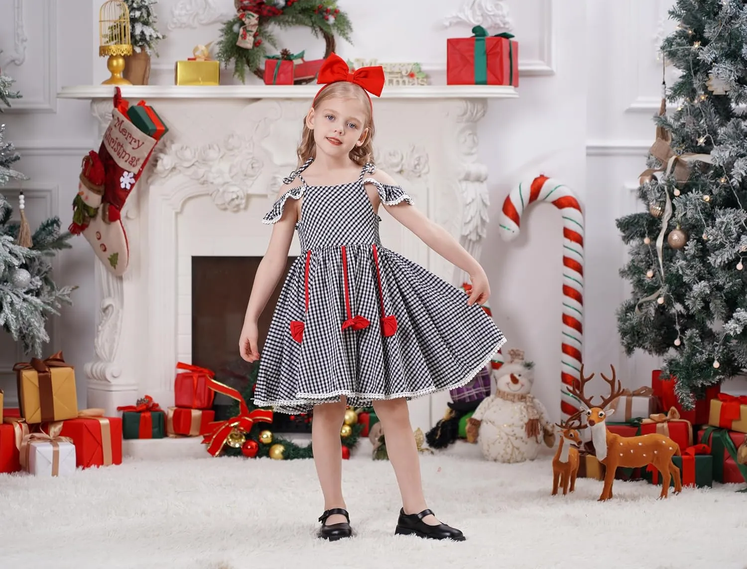 IDOPIP Women Kids Baby Girls Christmas Party Dress Xmas Red Plaid Tutu Dress with Hooded Cloak Cape Family Matching Costume