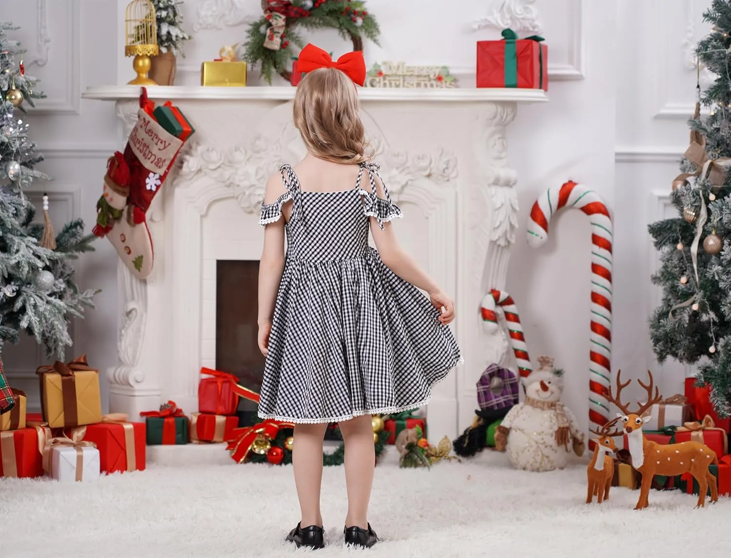 IDOPIP Women Kids Baby Girls Christmas Party Dress Xmas Red Plaid Tutu Dress with Hooded Cloak Cape Family Matching Costume