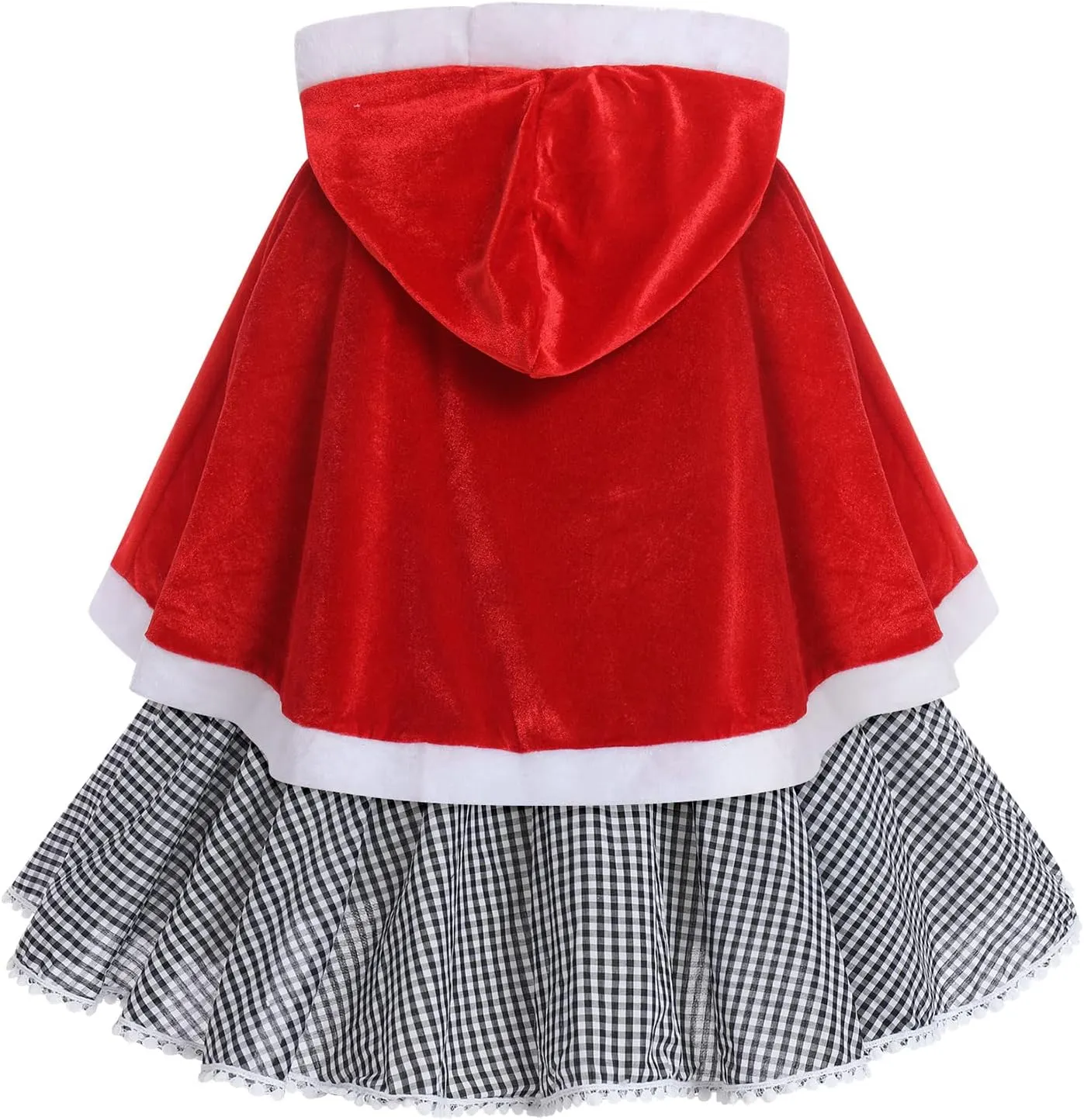 IDOPIP Women Kids Baby Girls Christmas Party Dress Xmas Red Plaid Tutu Dress with Hooded Cloak Cape Family Matching Costume