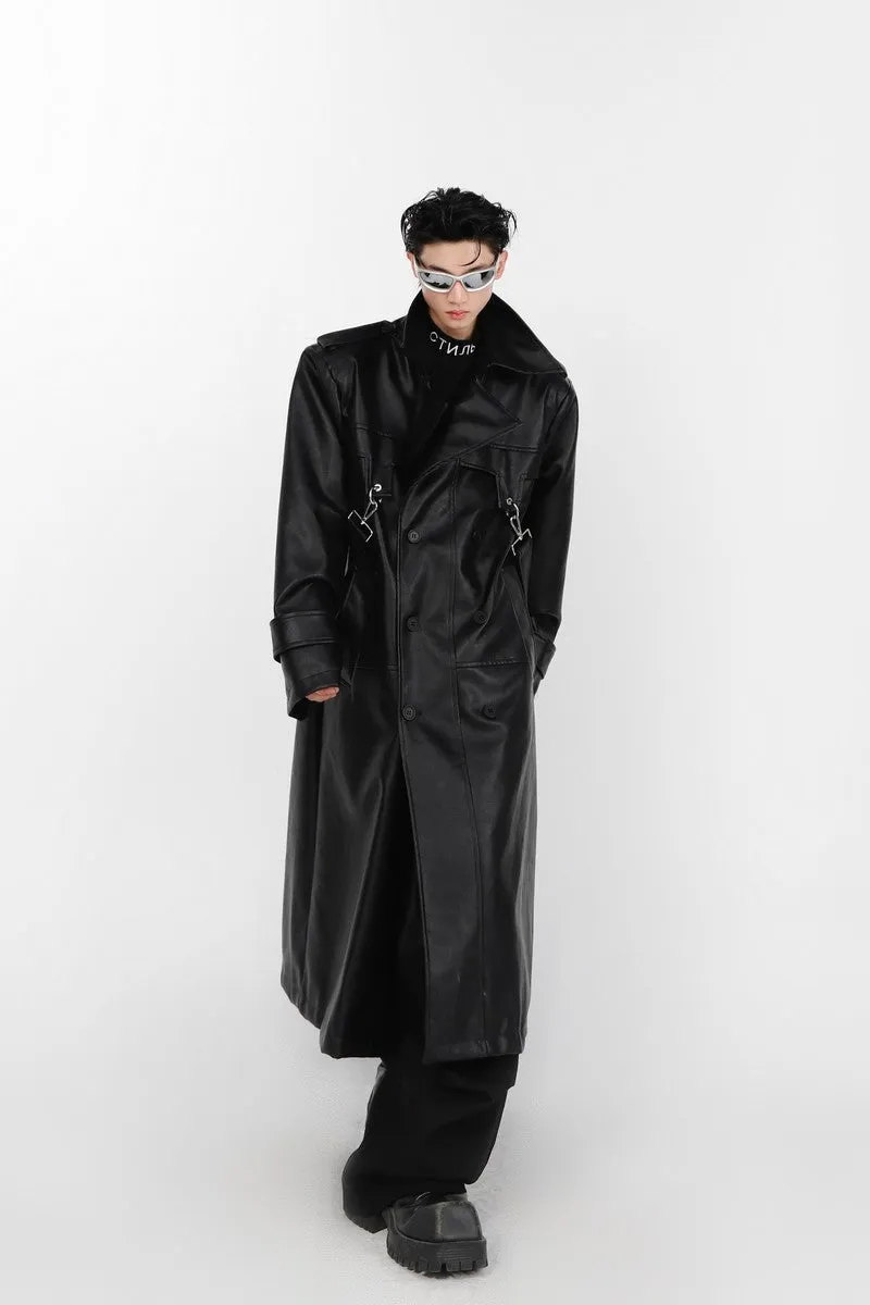 Layered Vegan Leather Coat